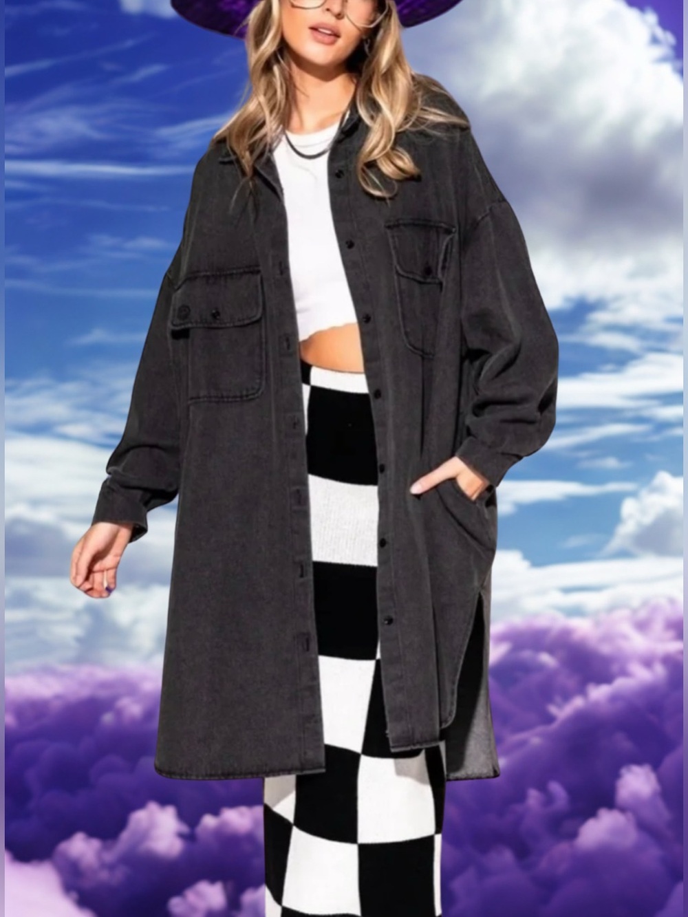 Dressed in Lala OG 2021 James Street Oversized Denim Shacket Black OS